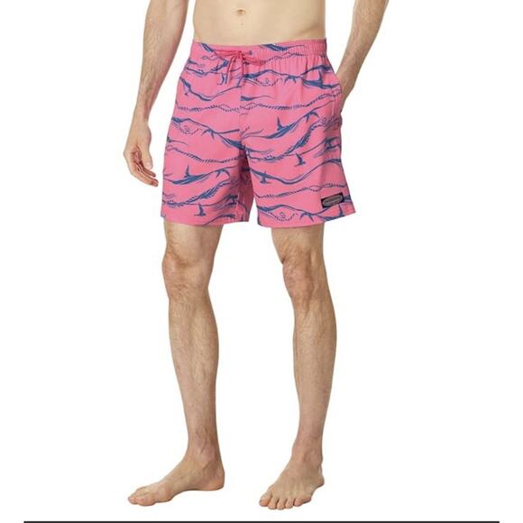 NEW VINEYARD VINES Performance Sea Grove Printed Marine Chappy Swim Trunks M - Picture 1 of 12
